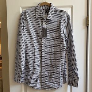 Michael Kors Navy Blue and White Geometric Shirt